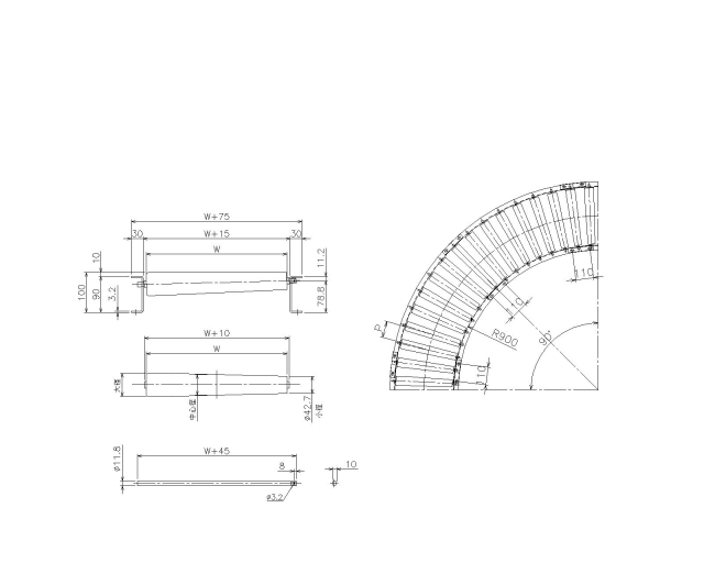 GR-T42R9（内R900テーパーロー | スチール | フリーローラーコンベア